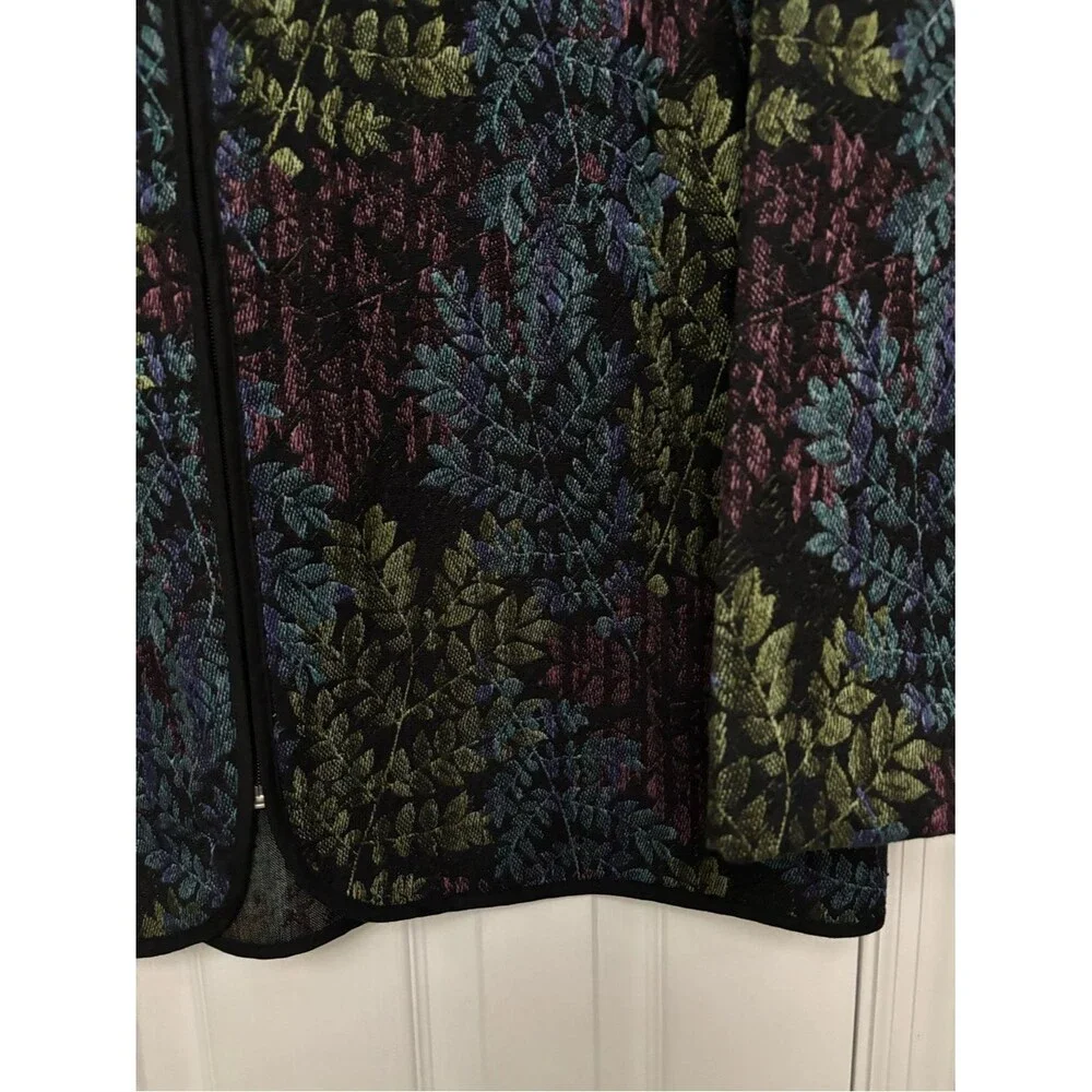 Bon Worth Tapestry Jacquard Jacket Art to Wear Botanical Print XL